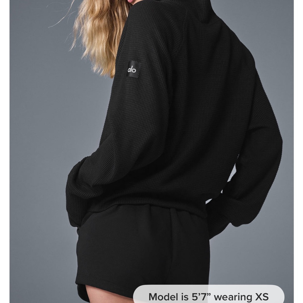 Alo Black Waffle Knit Pullover